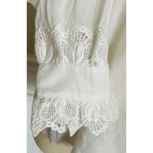H&M White Edwardian Lace Front Button Down Blouse Lace Wrists - Picture 3 of 7